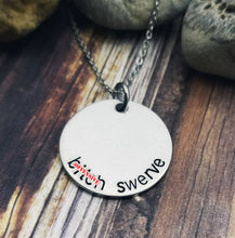 Load image into Gallery viewer, Bitch Swerve Necklace - Mature Gifts - Quote Jewelry- Silver Charm Necklace - Funny Gifts - Friend Necklace - Offensive Jewelry