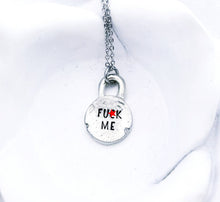 Load image into Gallery viewer, F-ck Me Necklace - Dainty Swear Word Jewelry - Fuck Charm - Silver Funny Jewelry - Girlfriend Gift - Funny Friend Gift - Funny Necklace