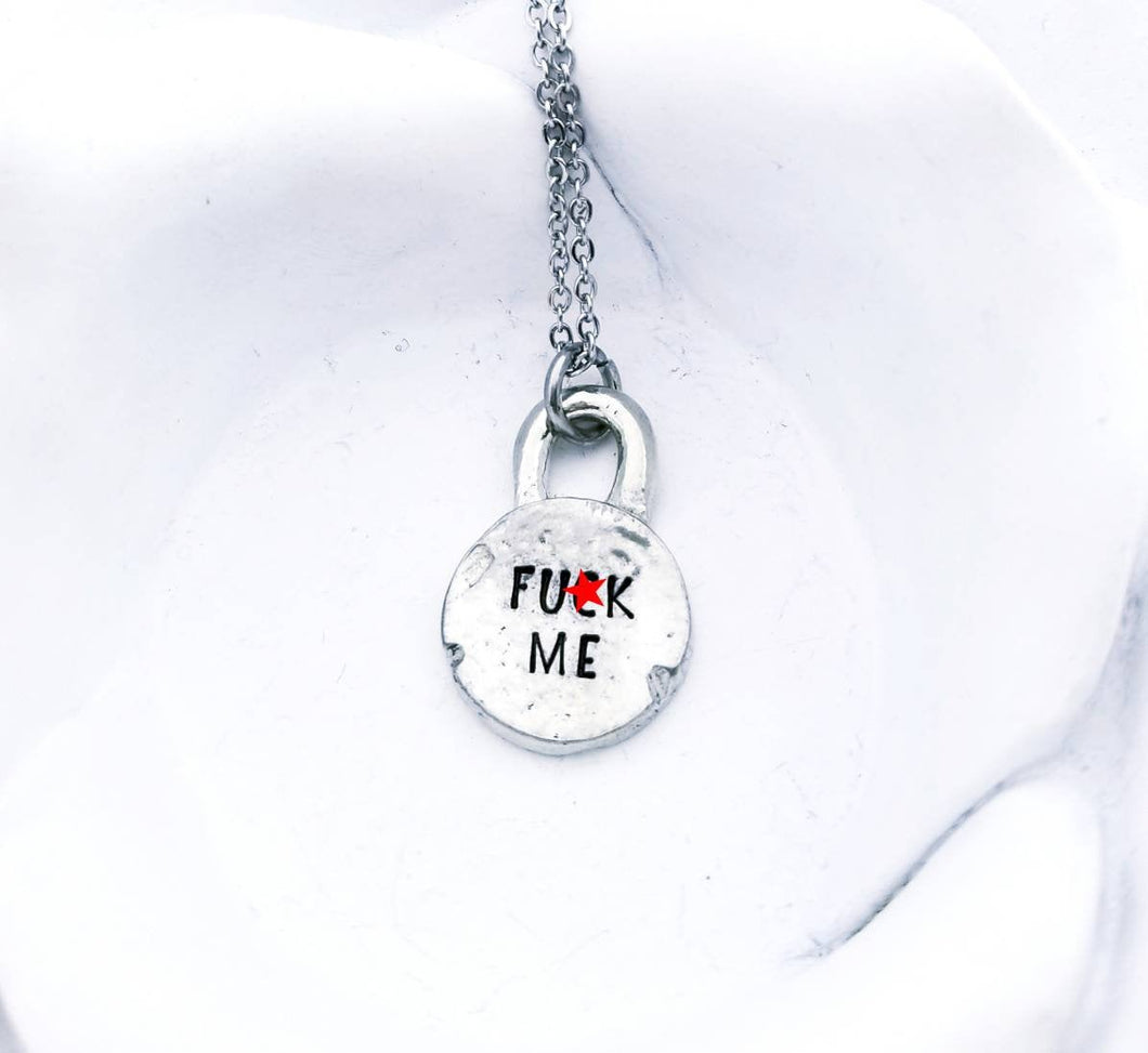 F-ck Me Necklace - Dainty Swear Word Jewelry - Fuck Charm - Silver Funny Jewelry - Girlfriend Gift - Funny Friend Gift - Funny Necklace