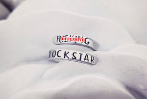 Fucking Rockstar Ring - Mature Jewelry - Silver Wrap Ring - Adjustable Ring - Funny Spiral Ring - Friend Gift Offensive Gifts for her