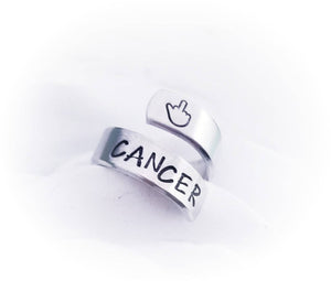 Mature FCK CANCER Wrap Ring - Cancer Loss Gift - Spiral Ring - Fuck Cancer Jewelry - Cancer Survivor Gift- Cancer Sucks - Brain Cancer