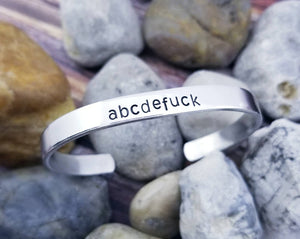 Custom Word Bracelets - Funny Cuff Bracelets - Offensive Jewelry - Cute AF - Fuck off Mature Gifts under 10 - Bachelorette Party Favors