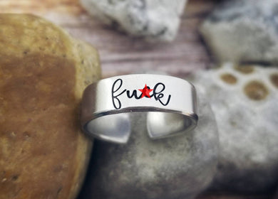 Custom Swear Word Ring - Fuck Ring - Mature Jewelry- Funny gifts for her -Gifts under 10- Fuck Jewelry -Adjustable Silver Ring - Friend Gift