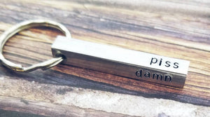 Bar Keychain - Personalized Keychain - 4 Sided Keychain - Fuck Keychain - Swear Word keychain - Funny Gifts for him -Dad Gift - Mom Gift