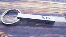 Load image into Gallery viewer, Bar Keychain - Personalized Keychain - 4 Sided Keychain - Fuck Keychain - Swear Word keychain - Funny Gifts for him -Dad Gift - Mom Gift