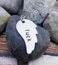 Load image into Gallery viewer, Flying Fuck Wing Necklace - Fuck Jewelry Funny Gifts Angel Wing Necklace Fuck charm necklace- Mature Gifts - Friendship Necklace Friend Gift