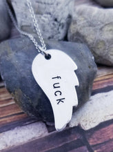 Load image into Gallery viewer, Flying Fuck Wing Necklace - Fuck Jewelry Funny Gifts Angel Wing Necklace Fuck charm necklace- Mature Gifts - Friendship Necklace Friend Gift