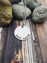 Load image into Gallery viewer, Bitch Swerve Necklace - Mature Gifts - Quote Jewelry- Silver Charm Necklace - Funny Gifts - Friend Necklace - Offensive Jewelry