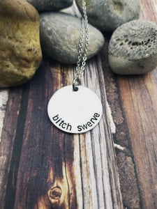 Bitch Swerve Necklace - Mature Gifts - Quote Jewelry- Silver Charm Necklace - Funny Gifts - Friend Necklace - Offensive Jewelry