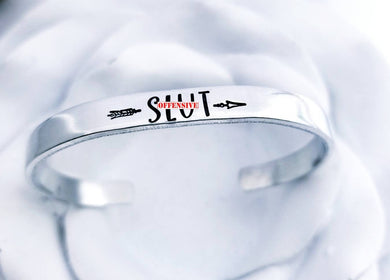 Mature Slut Cuff Bracelet - Silver Cuff Bracelet -Mature Daughter Gifts Adult Gifts for her Offensive Quotes - Funny Offensive Jewelry