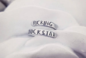 Fucking Rockstar Ring - Mature Jewelry - Silver Wrap Ring - Adjustable Ring - Funny Spiral Ring - Friend Gift Offensive Gifts for her