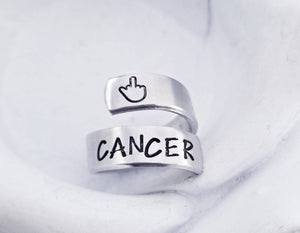 Mature FCK CANCER Wrap Ring - Cancer Loss Gift - Spiral Ring - Fuck Cancer Jewelry - Cancer Survivor Gift- Cancer Sucks - Brain Cancer