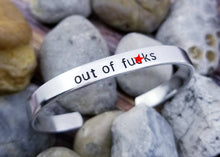 Load image into Gallery viewer, Custom Word Bracelets - Funny Cuff Bracelets - Offensive Jewelry - Cute AF - Out of Fucks Mature Gifts under 10 - Bachelorette Party Favors