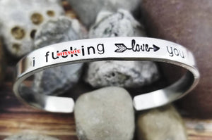 Funny Word Bracelet - I fucking love you Cuff Bracelet - Offensive Jewelry - Cute AF - Mature Gifts under 10 - Best Friend Gift Funny gifts