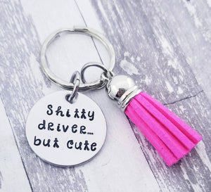 Shitty Driver but cute Keychain - Sweet 16 Gift Funny Keychain for Teen Driver Gifts Tassel Keychain Funny Gifts for Her New Driver Gifts