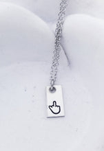 Load image into Gallery viewer, Dainty Middle Finger Necklace - Fuck you jewelry - Silver Fuck Necklace - Funny Sign Language - Sister Gift - Offensive Jewelry for Her