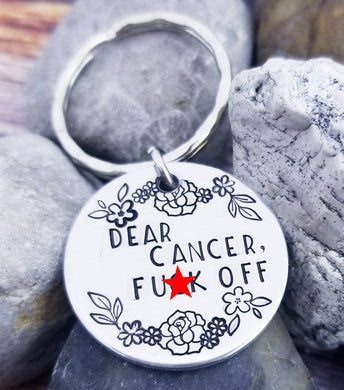 Dear Cancer Keychain  - Fuck off Cancer Keychain - Cancer Survivor Gift Silver Fuck Cancer  Bracelet -End of Chemo Gift Cancer Awareness