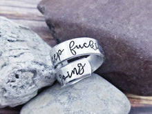 Load image into Gallery viewer, Keep Fucking Going Ring - Wrap Ring - Offensive Jewelry - Stamped Ring - Spiral Ring Custom Rings Fuck Ring - Fuck Jewelry -Mature Gifts