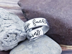 Keep Fucking Going Ring - Wrap Ring - Offensive Jewelry - Stamped Ring - Spiral Ring Custom Rings Fuck Ring - Fuck Jewelry -Mature Gifts