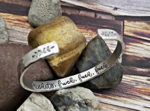 Load image into Gallery viewer, Fuck This Shit Hammered Cuff Bracelet - Funny Gifts for Her - Gifts under 20 - Silver Hammered Bracelet Custom Stamped Bracelet Fuck Jewelry