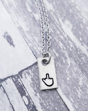 Load image into Gallery viewer, Dainty Middle Finger Necklace - Fuck you jewelry - Silver Fuck Necklace - Funny Sign Language - Sister Gift - Offensive Jewelry for Her