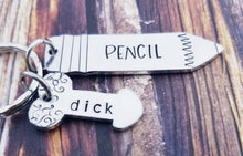 Load image into Gallery viewer, Funny Guy Gift - Pencil Dick Keychain- Bro Gift - Brother Gag Gift - Pencil Keychain - Offensive Gifts - Penis Keychain- Bachelorette Party