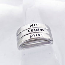 Load image into Gallery viewer, Keep Fucking Going Ring Set - Swear Word Rings Offensive Jewelry - Stamped Ring - Custom Rings Fuck Ring - Fuck Ring - Stacking Ring Set