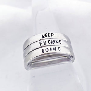 Keep Fucking Going Ring Set - Swear Word Rings Offensive Jewelry - Stamped Ring - Custom Rings Fuck Ring - Fuck Ring - Stacking Ring Set