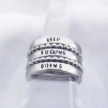 Load image into Gallery viewer, Keep Fucking Going Ring Set - Swear Word Rings Offensive Jewelry - Stamped Ring - Custom Rings Fuck Ring - Fuck Ring - Stacking Ring Set