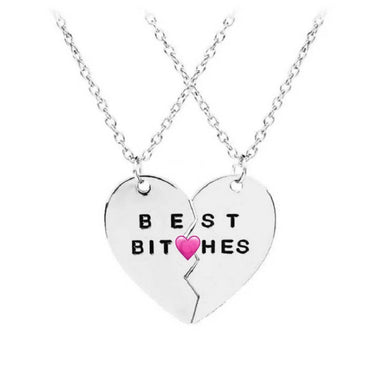 Best Bitches Necklace Set - Broken Heart Friendship Necklaces - Gold or Silver Tone - 2 Piece Necklace Set - Best Friend Gift - Adult Gift