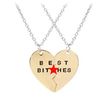 Load image into Gallery viewer, Best Bitches Necklace Set - Broken Heart Friendship Necklaces - Gold or Silver Tone - 2 Piece Necklace Set - Best Friend Gift - Adult Gift