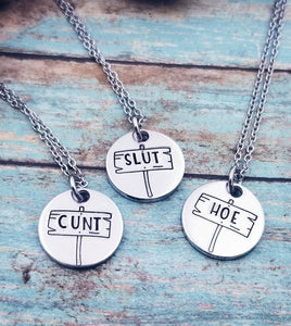 Funny Necklace- Mature Necklace- Choose your Sign - Funny Best Friend Gift - Slut Necklace Hoe Necklace- Cunt Necklace- Funny Gifts Birthday