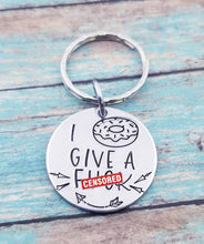 Load image into Gallery viewer, I DONUT Give a Fuck Keychain - Donut Keychain - Funny Adult Gifts- Mature Gifts - Donut Key Ring  Humourous Gifts -Best Friend Gift Birthday