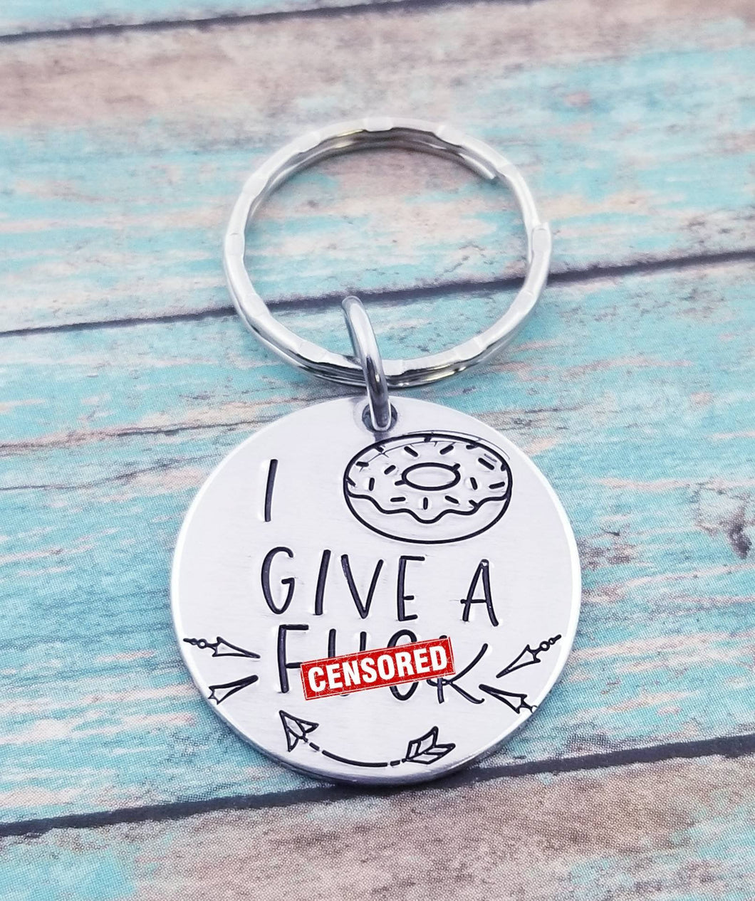 I DONUT Give a Fuck Keychain - Donut Keychain - Funny Adult Gifts- Mature Gifts - Donut Key Ring  Humourous Gifts -Best Friend Gift Birthday